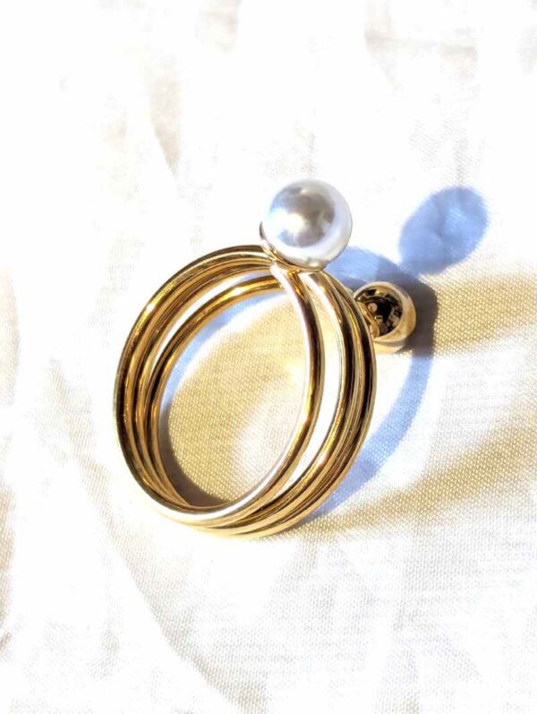 Arrière bague double sphères perles fil multicouche