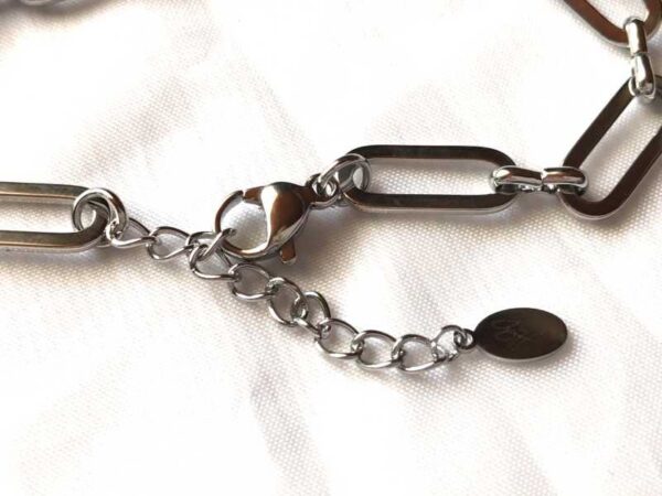Attache bracelet argenté gros maillons plats