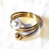 Bague double sphères perles fil multicouche