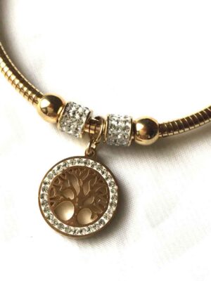 Bracelet doré breloque pendentif arbre vie