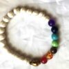 Bracelet extensible pierres agates blanches colorées