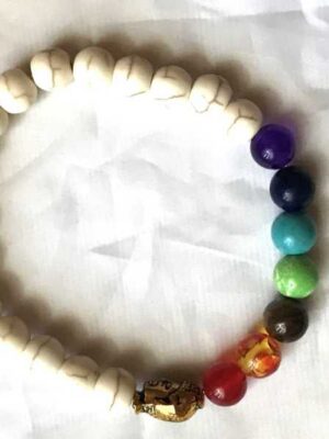 Bracelet extensible pierres agates blanches colorées
