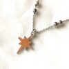 Collier pendentif argenté étoile nord minimaliste mini perles chaine