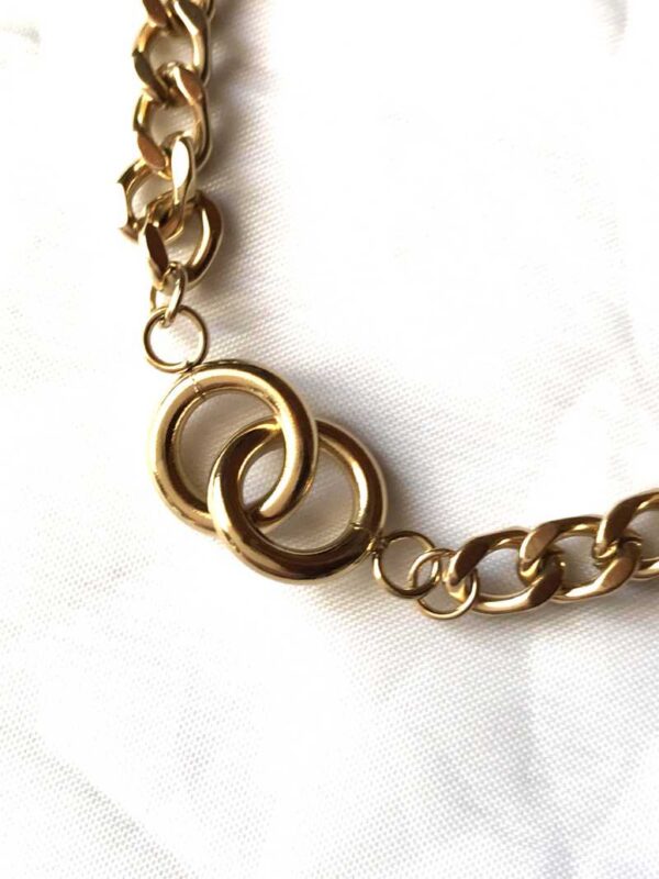 Collier pendentif double cercles anneaux maillons torsadés