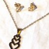 Parure bijoux triple coeurs entassés