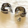 Arrière boucles oreilles argentées double demi anneaux épais entrelacés étoiles bleues boutique bijoux-harmonie Arrière boucles oreilles argentées double demi anneaux épais entrelacés étoiles bleues
