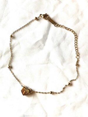 Bracelet doré petit coeur épais amour mini perles chaine