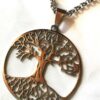 Collier pendentif argenté style arbre vie grand cercle