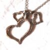 Collier pendentif argenté triple cœurs un gros deux petits amour