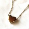 Pendentif bracelet doré petit coeur épais amour mini perles chaine