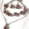 Parure bijoux argentés petits coeurs roses amour